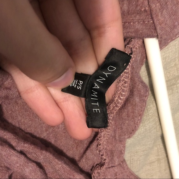 Bundle of 2 Crop Tops: Dynamite Open V-Back T-shirt & Garage Striped Lace Top - Picture 4 of 6